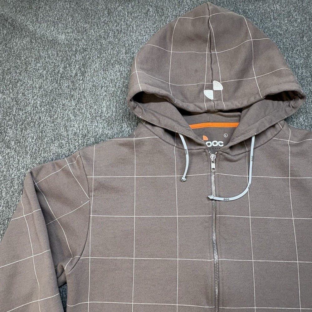 POC Hoodie Full Zip Fleece Sweatshirt Men's L Ski‎ Snow Logo Plaid